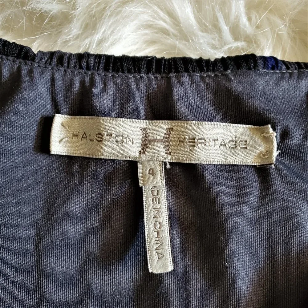 Halston Heritage Blue and Gray Pleated Dress Size 4 - Picture 12 of 16